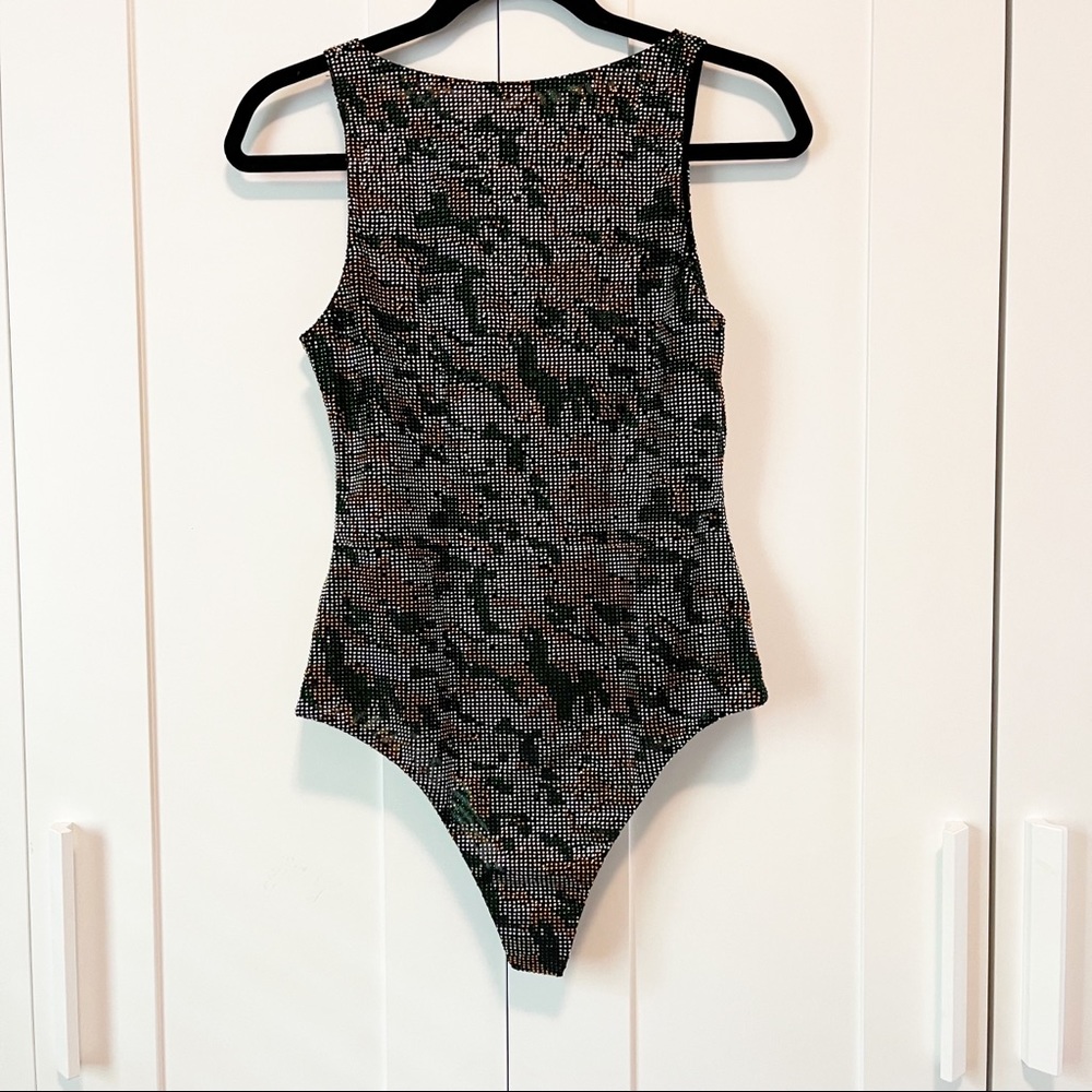X by NBD It Girl Embellished Bodysuit in Green & Gunmetal x revolve - Picture 5 of 8